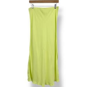 Anthropologie Tilda Satin Maxi Slip Skirt Women's M Yellow Green